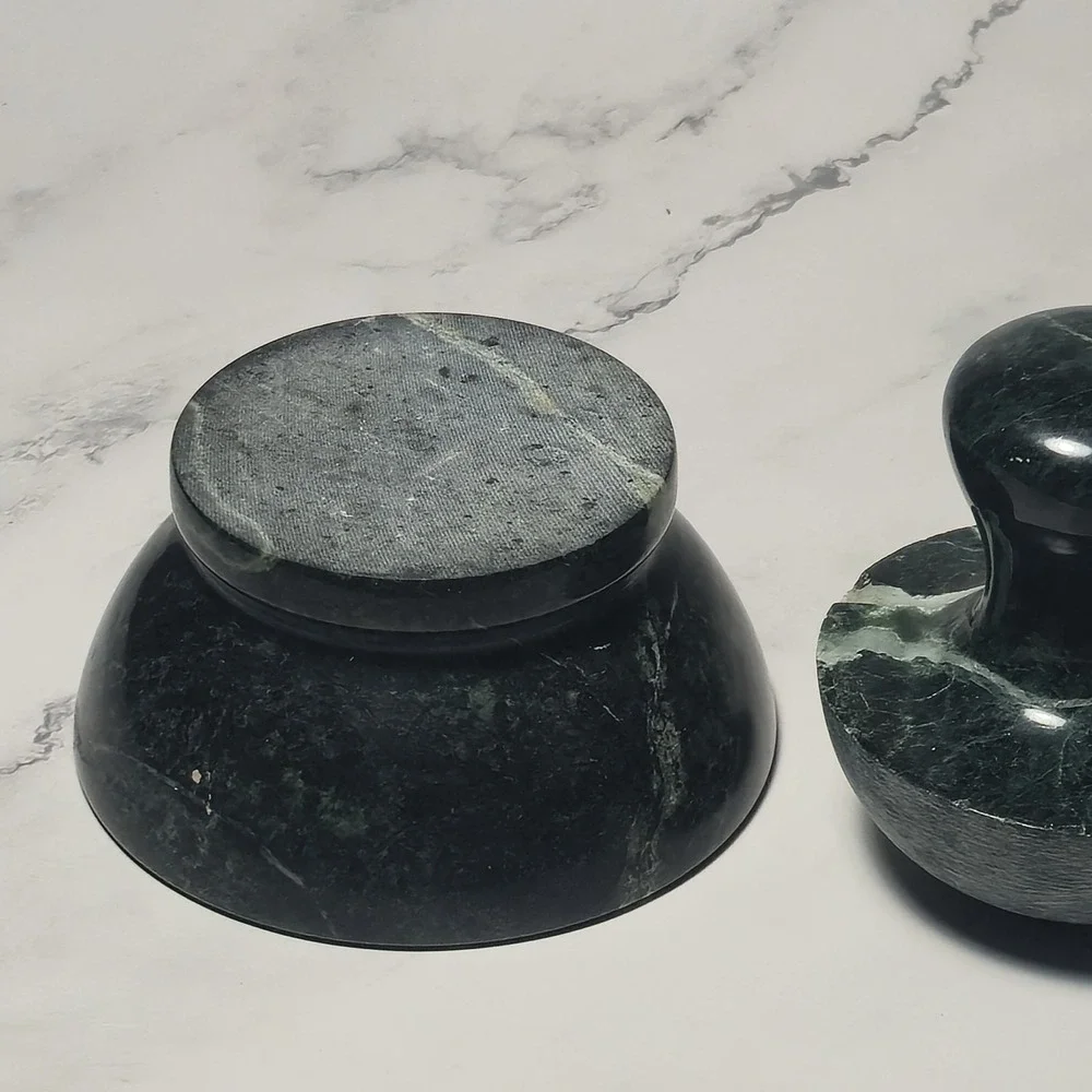 Mortar and Pestle Set Green‎ Marble - Picture 4 of 5